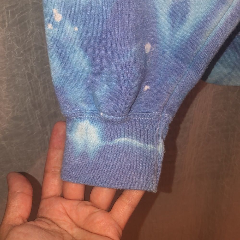 M Custom Tie Dye Blue White Cloud Pullover Sweatshirt Hoodie - Picture 4 of 13
